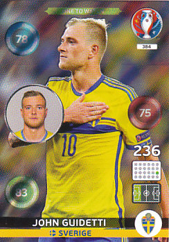 John Guidetti Sweden Panini UEFA EURO 2016 One to Watch #384